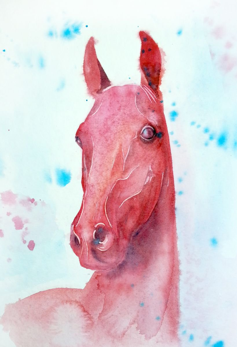 Red Horse by Olga Beliaeva Watercolour