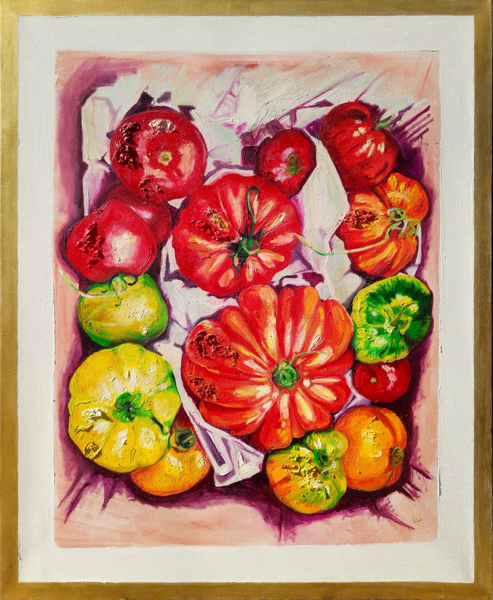 Still Life Oil Painting By Wedad Alamin, 31 X 39", Emigracja, Original Artwork