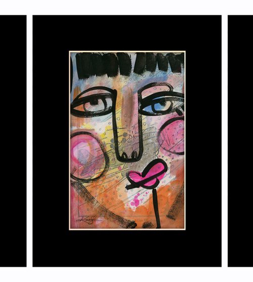 Funky Face Collection 6 - 3 Mixed Media Collage Paintings by Kathy Morton Stanion by Kathy Morton Stanion