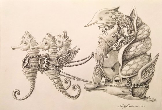 SANTA'S SEAHORSES -( 22 x 32 cm )