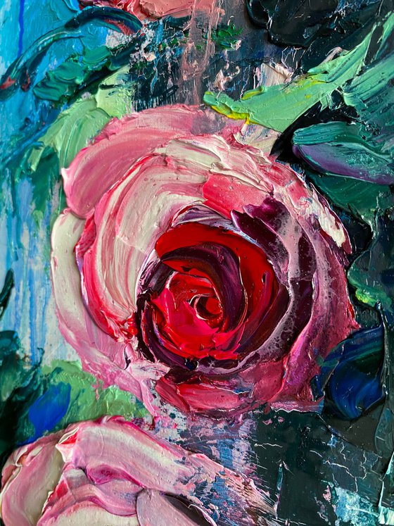 Flowing Roses in Blue II