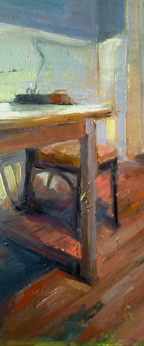 In the kitchen (28x40cm, oil painting) by Kamsar Ohanyan