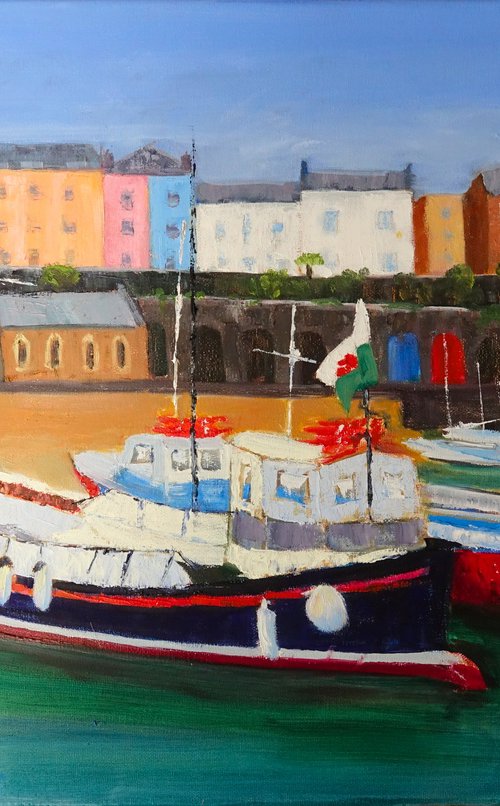 Colourful Tenby Harbour, Wales by Marion Derrett