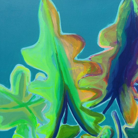 Blue and Green Alocasia Study