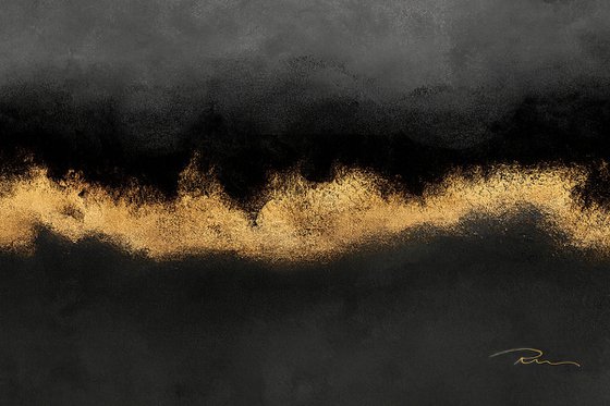 Black and Gold Skyline at Midnight