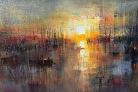 "Harbor of destroyed dreams - The sound of Ashes" W 120 x H 60 cm