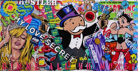 Lucky Strike Monopoly 190cm x 100cm Monopoly Man Textured Urban Pop Art