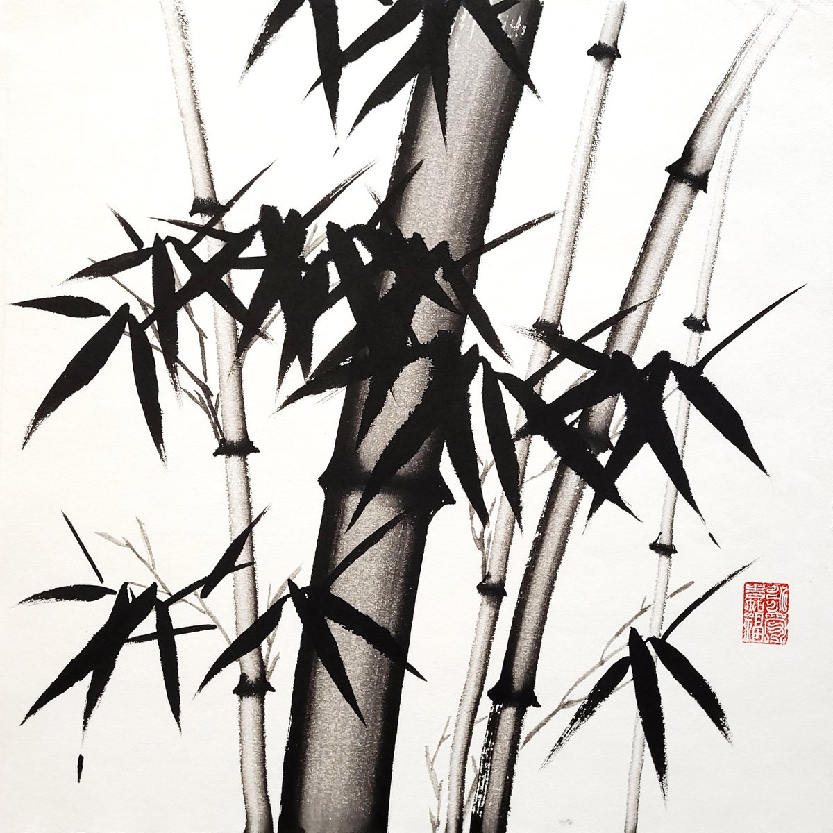 Bamboo forest - Bamboo series No. 2111 - Oriental Chinese Ink Painting by Ilana Shechter