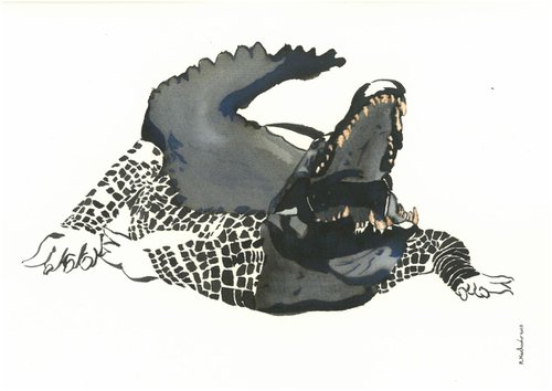 Crocodile I Animal Drawing by Ricardo Machado