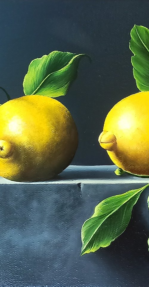 Still life - lemons (24x30cm, oil painting, ready to hang) by Sergei Miqaielyan