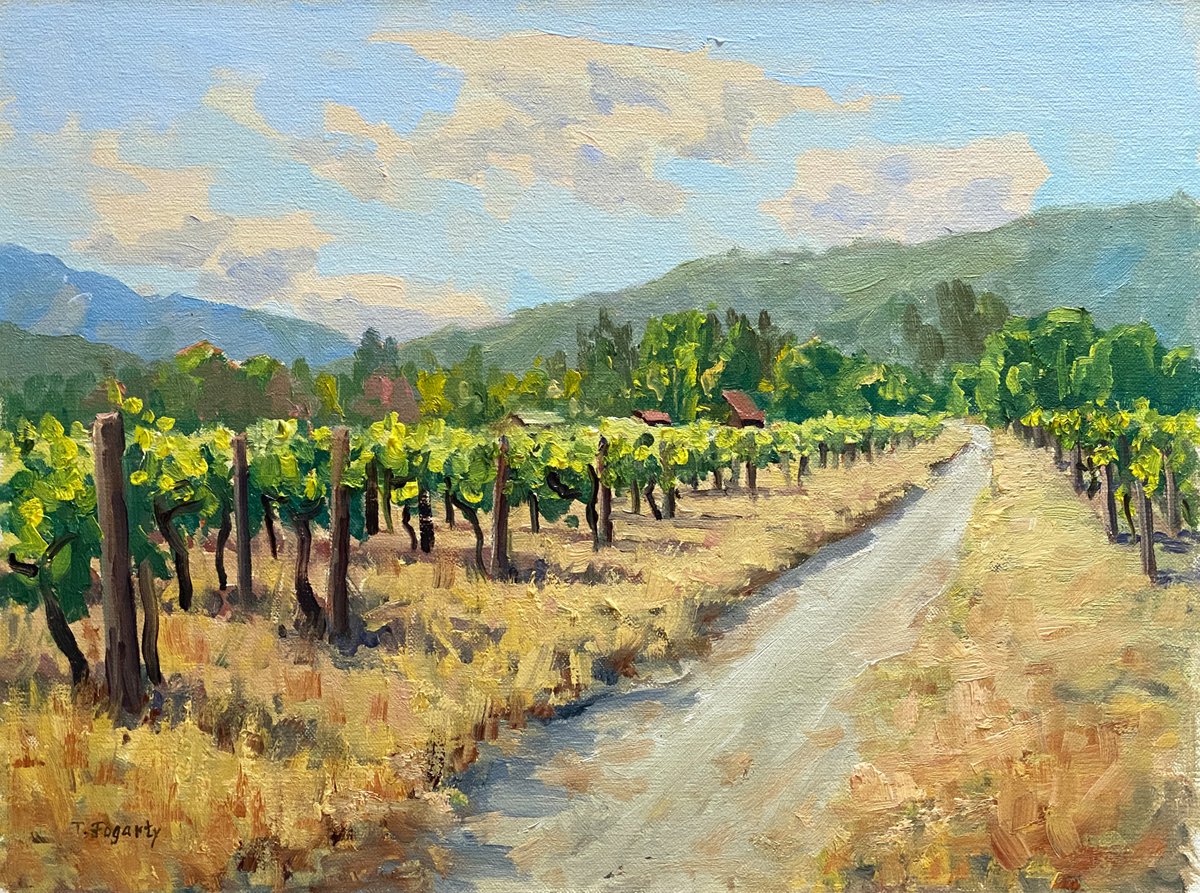 Impressionistic Landscape Oil Painting By Tatyana Fogarty, 16 X 12", A Walk Through Folktale Vineyards, Original Artwork