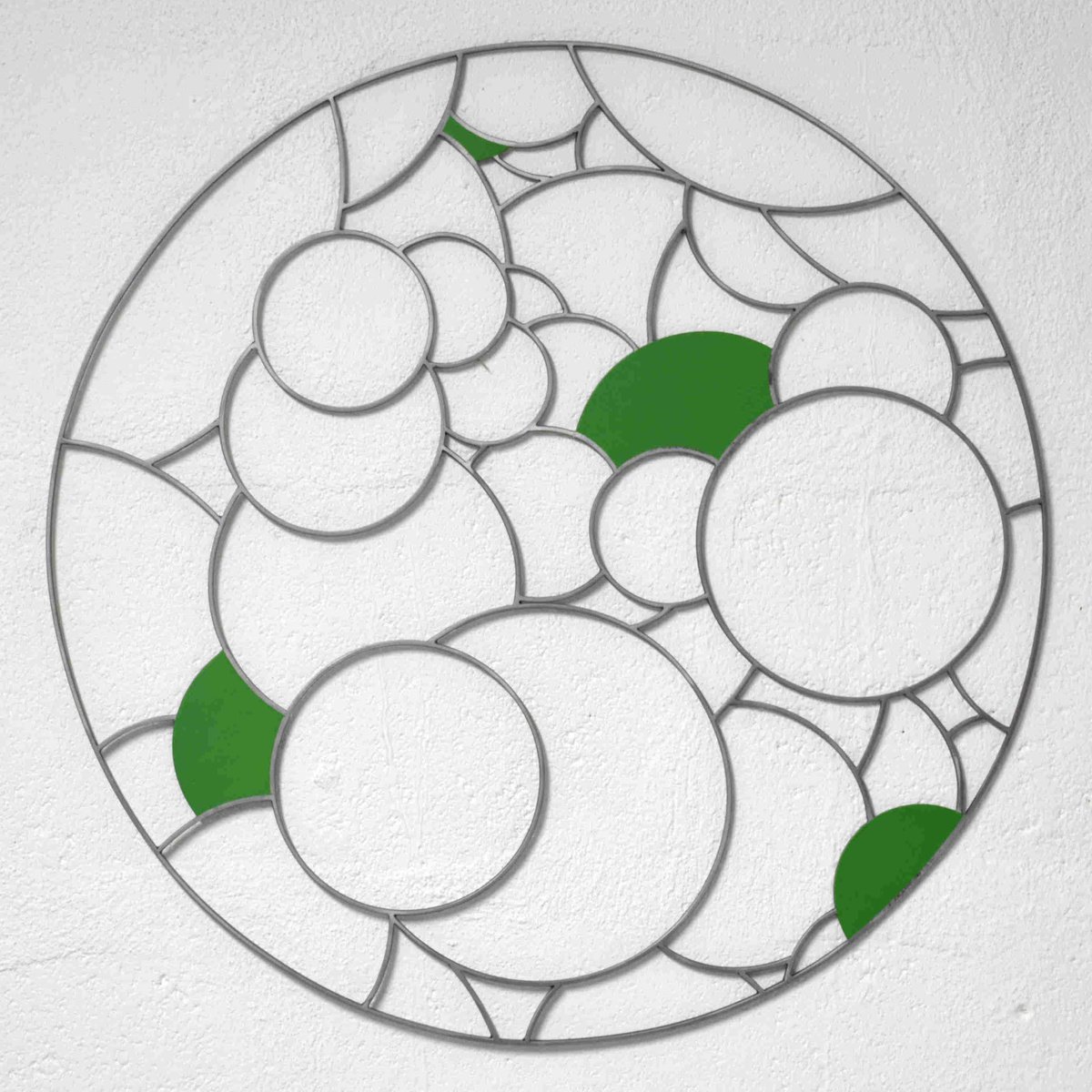 Geometric Abstract Sculpture By Yannick Bouillault, 23 X 23", Les Globules Verts, Original Artwork