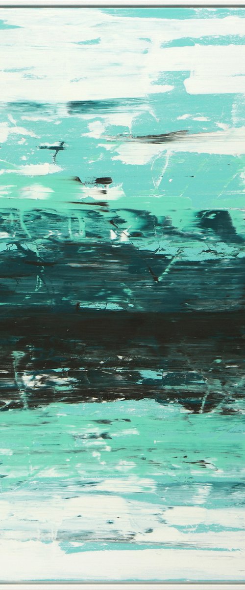 Static in Blue - Incl White Frame - Abstract Painting - 85x125cm - Ronald Hunter - 05A by Ronald Hunter