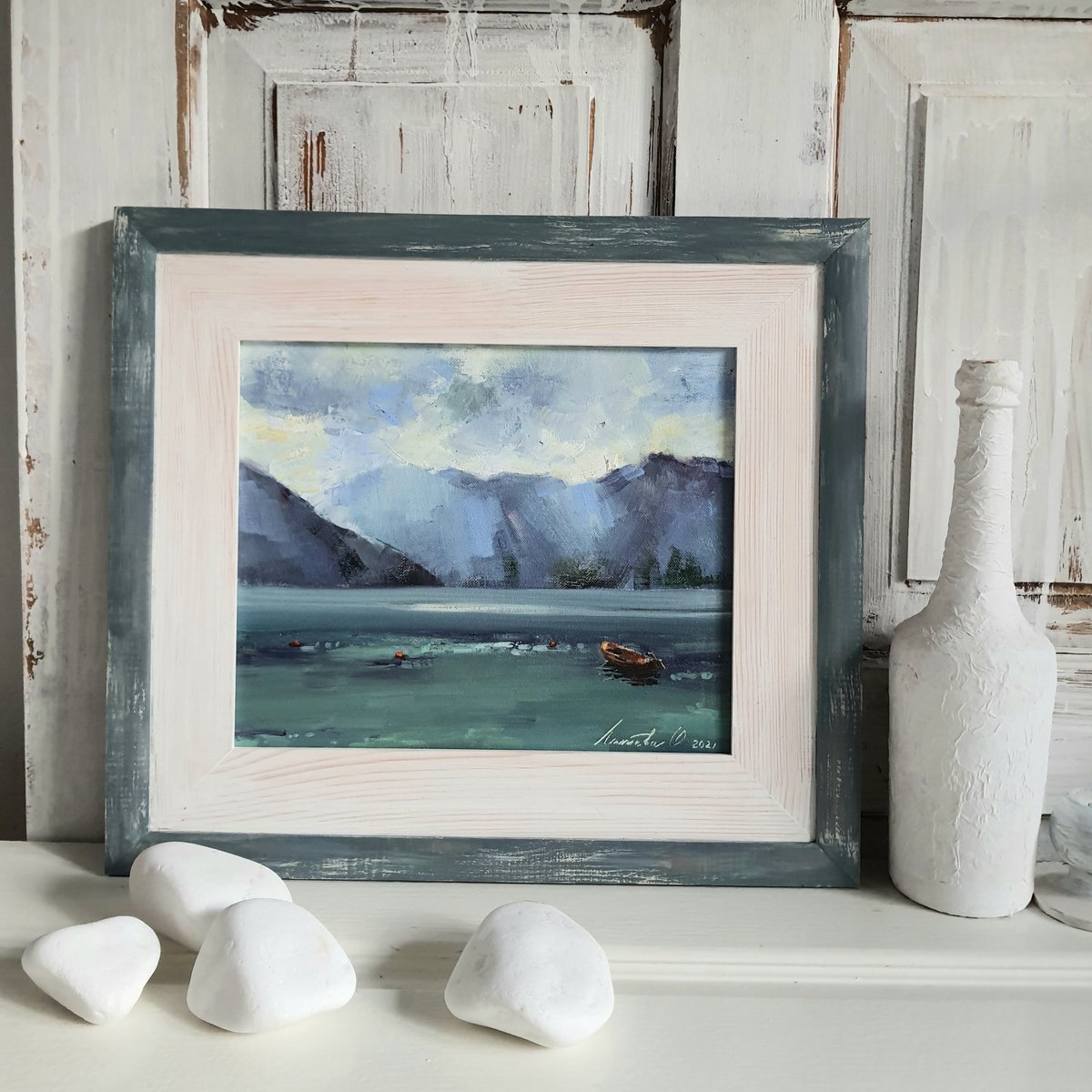 Impressionistic Landscape Oil Painting By Olha Laptieva, 18 X 16", It Will Rain, Original Artwork