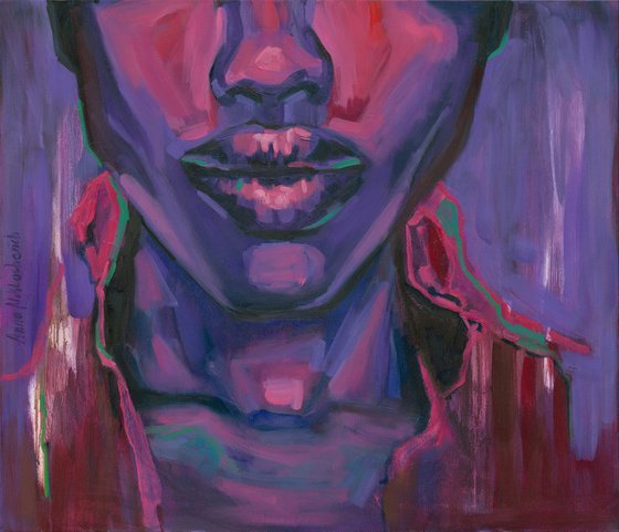 BELIEVER - African purple original painting on canvas