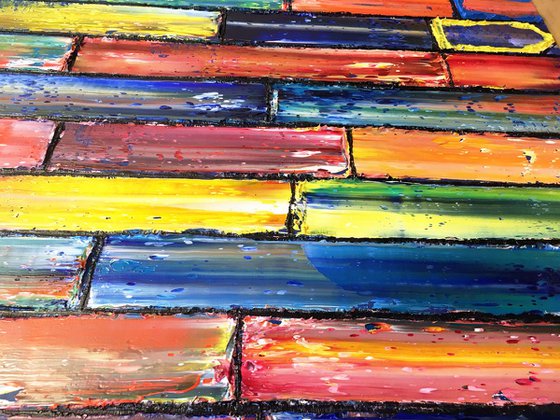 "We Can Do It" - Save As Series + FREE USA SHIPPING - Original Xt Large PMS Abstract Triptych Oil Paintings On Recycled Wood - 108" x 40"