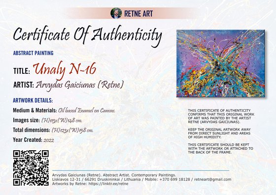 Unaly N-16 (H)123x(W)158 cm. Colorful Splash Abstract Painting