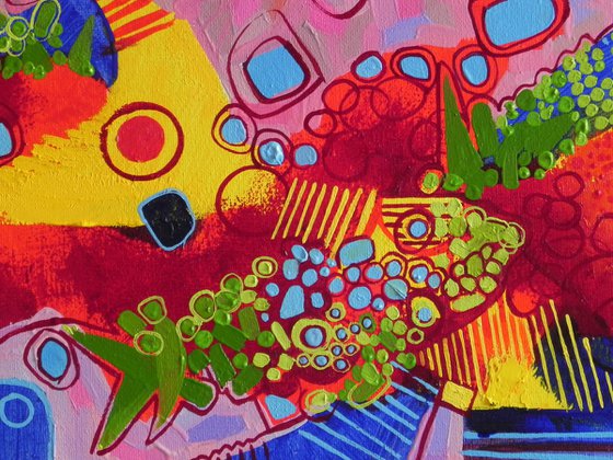 "Fantastic fish" Original painting Oil on canvas Abstract Home decor