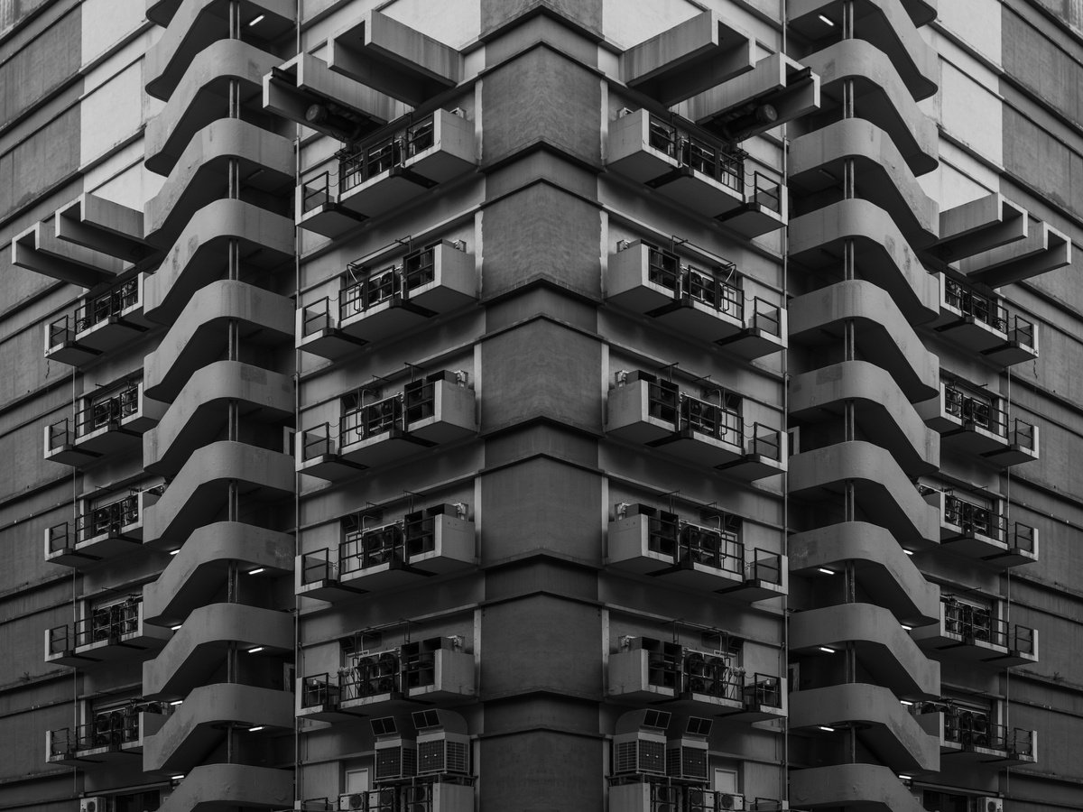 Abstract Cityscapes Photograph By Serge Horta, 40 X 30", Industrial Fortress, Original Artwork