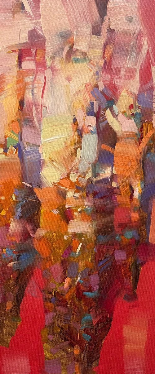 Trees in Red, Original oil painting, Handmade artwork, One of a kind by Vahe Yeremyan