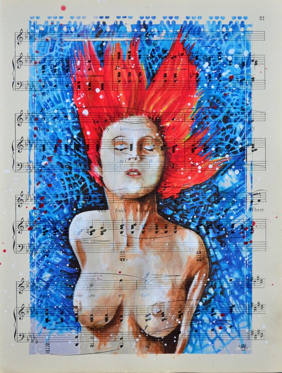 Sweet Dreams - Collage Art on Vintage Music Sheet Page
