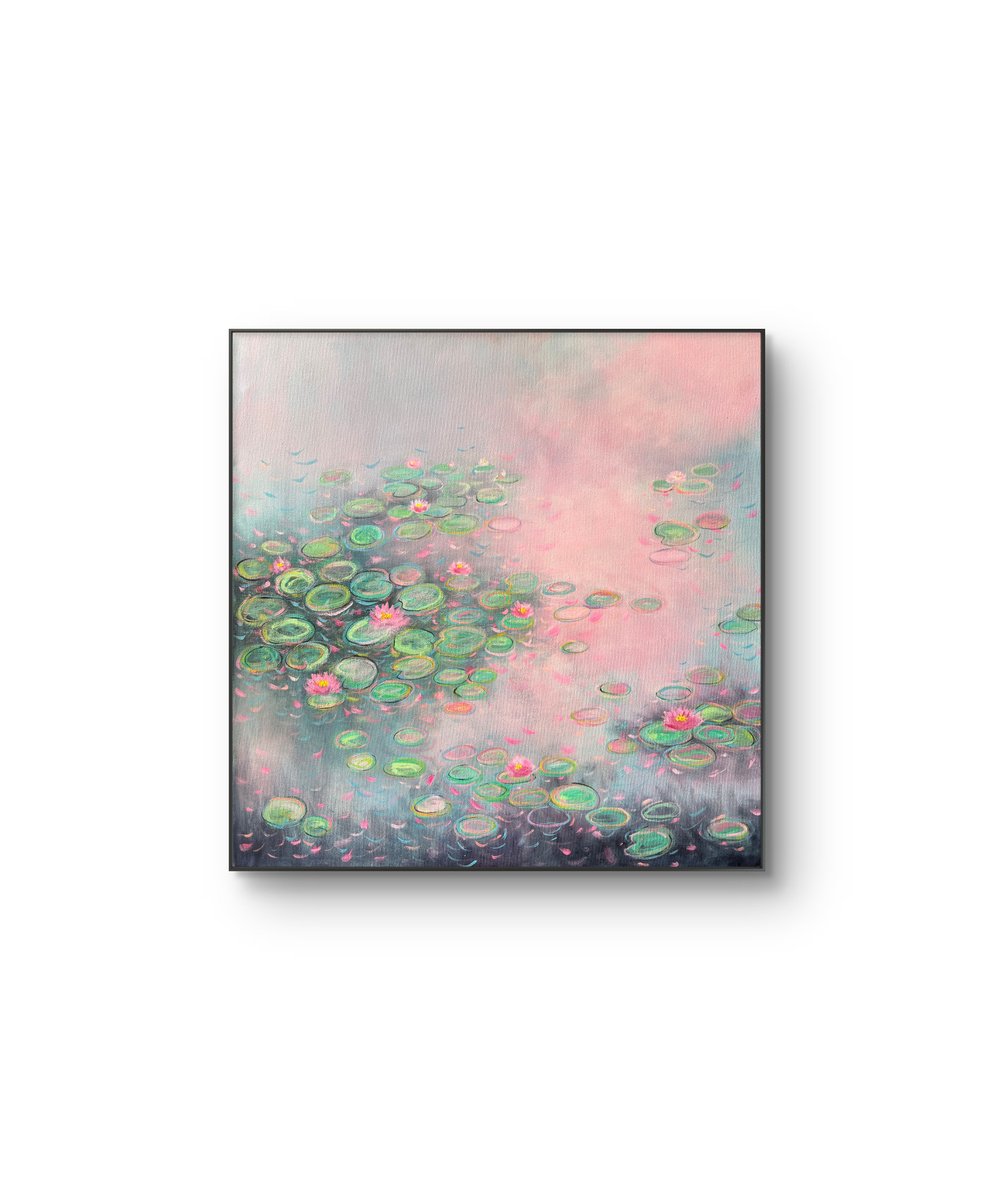 Impressionistic Landscape Acrylic Painting By Amita Dand, 30 X 30, The Pink Mist, Original Artwork