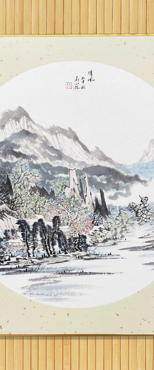 XUAN ART - Chinese landscape painting 43*43cm - 01 by RAN HAO