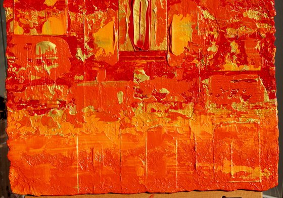 Primitive Abstract Gold Orange Wall Panel