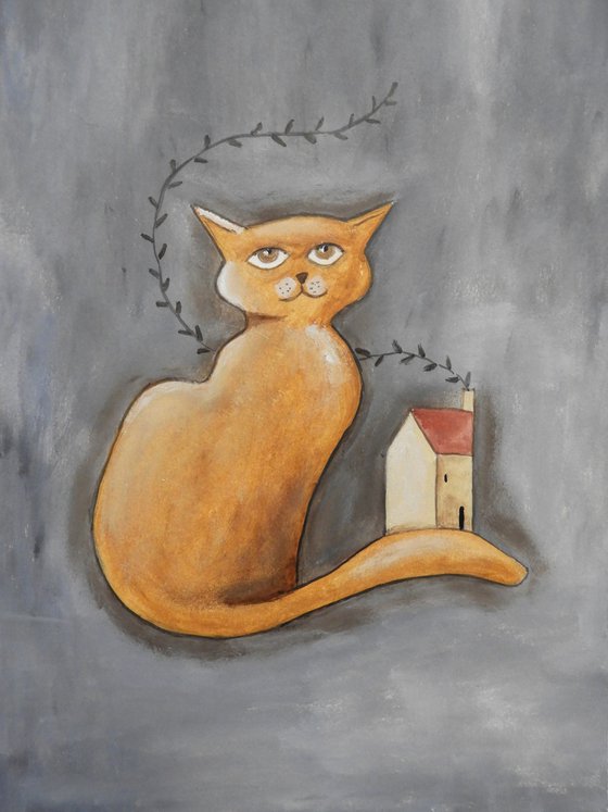 The cat and the house