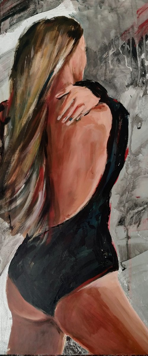 Charm -Ballerina- woman Painting on MDF by Antigoni Tziora