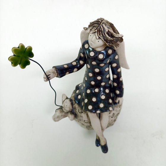 Whimsical Angel on Sheep