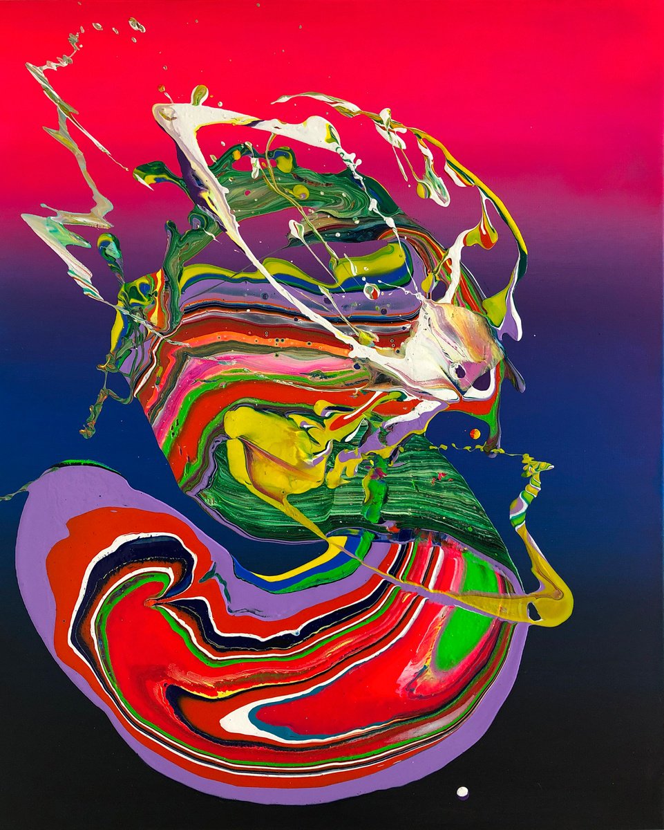 Organic Abstract Acrylic Painting By Viacheslav Zaykin, 26 X 32", One Day., Original Artwork