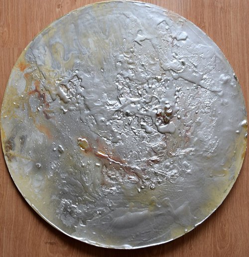 Silver Moon / Contemporary Abstract on Wood panel by Anna Sidi-Yacoub