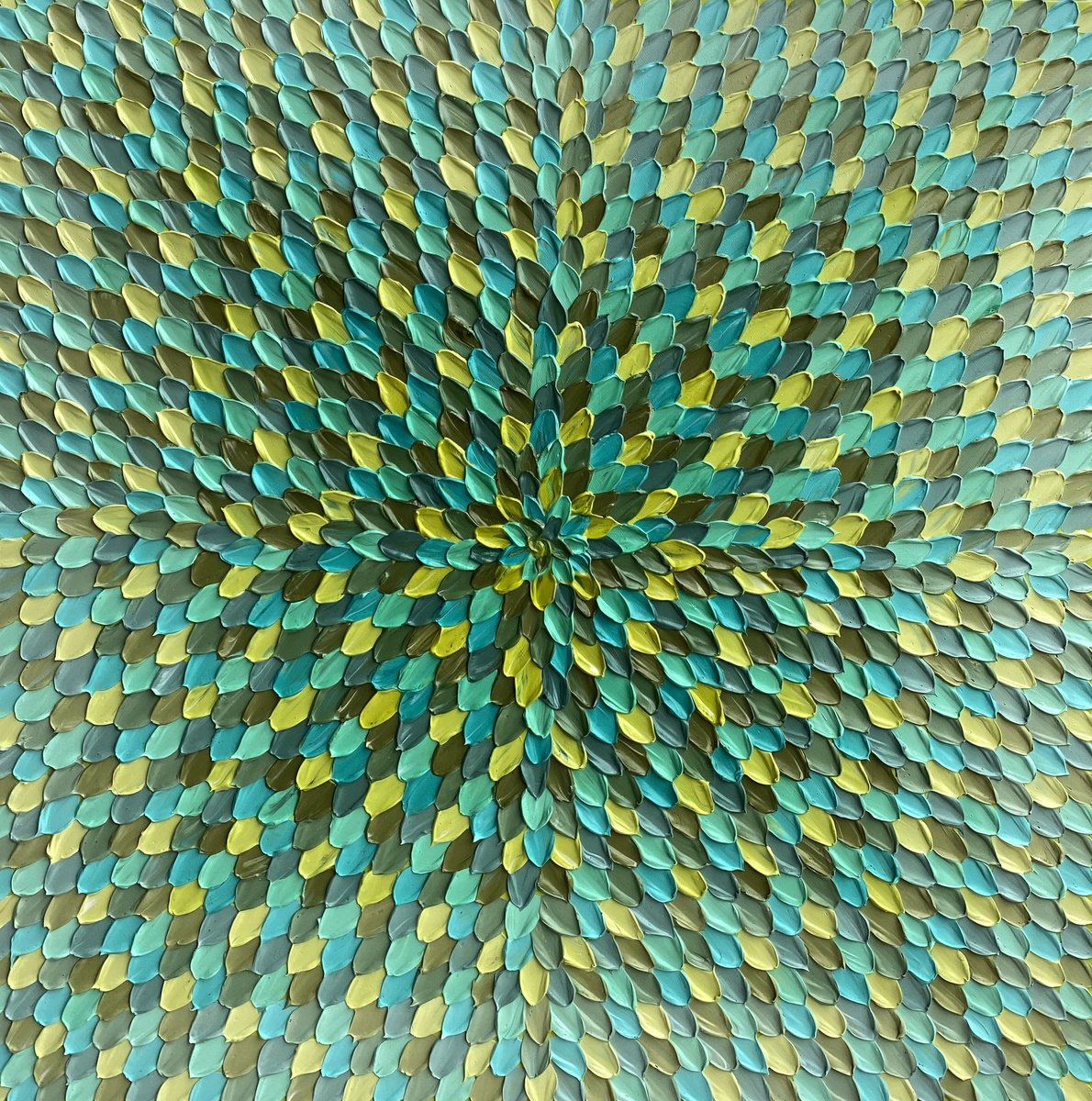 Geometric Abstract Acrylic Painting By Guzaliya Xavier, 26 X 26, Shimmer, Original Artwork