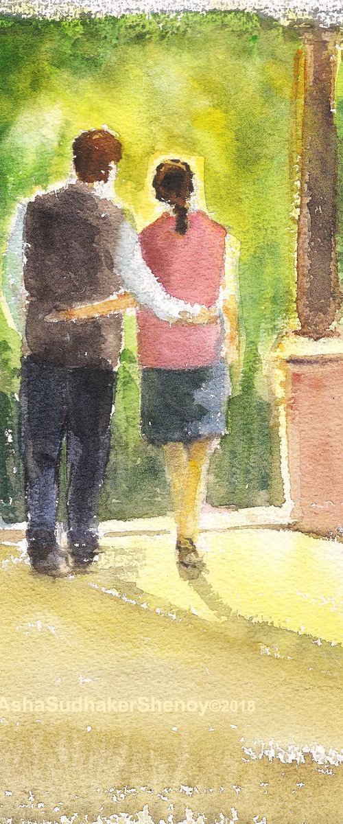 Romantic couple on a stroll by Asha Shenoy
