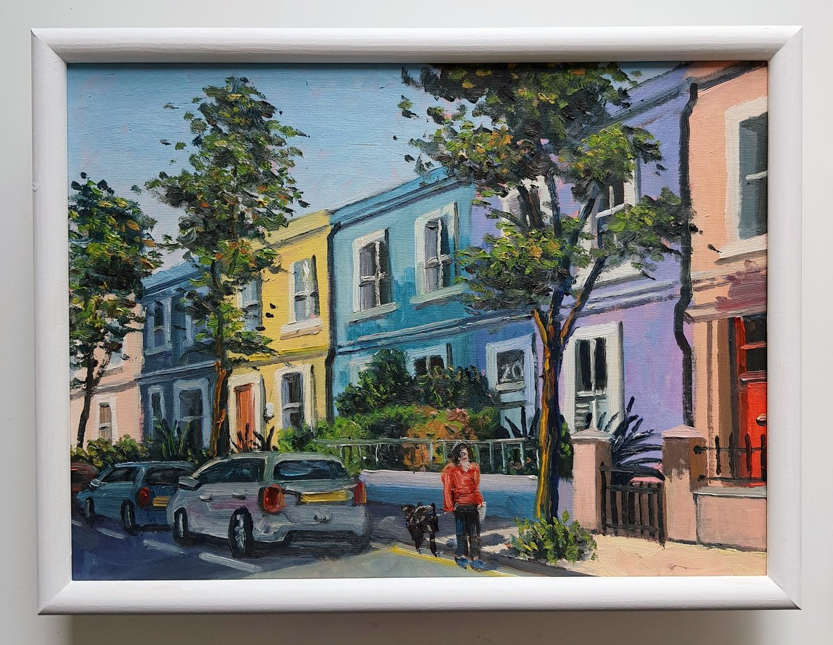 Impressionistic Landscape Oil Painting By Roberto Ponte, 17 X 13", Portobello Road London, Original Artwork