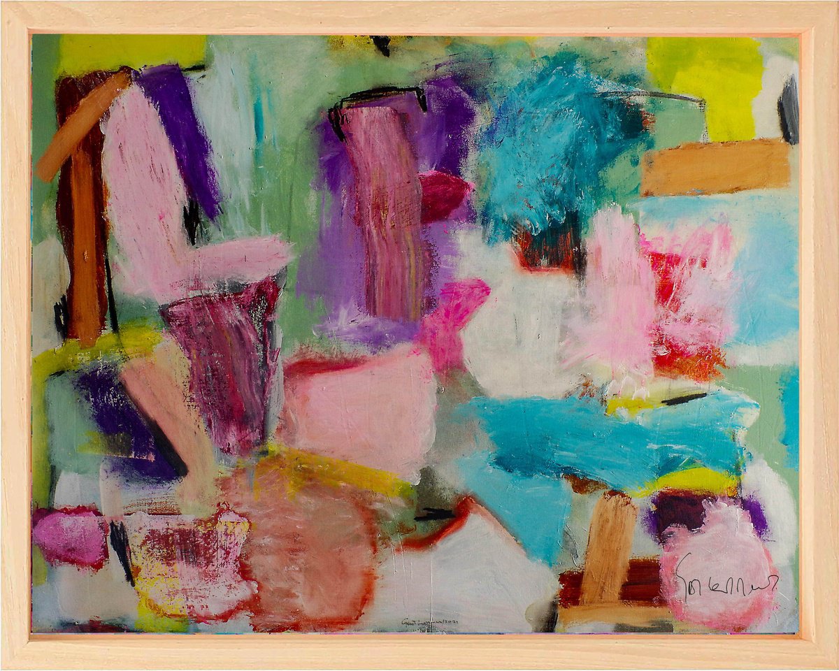 Organic Abstract Acrylic Painting By Geert Lemmers Fpa, 41 X 33, Liberation Of The Mind Opus Iv, Original Artwork