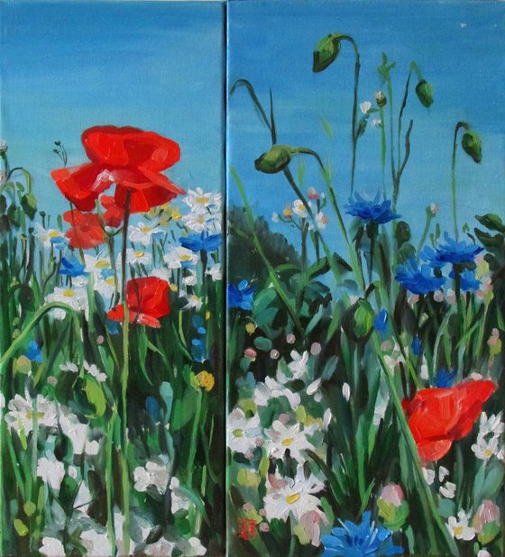 Poppies and cornflowers (multi-panelled  work)