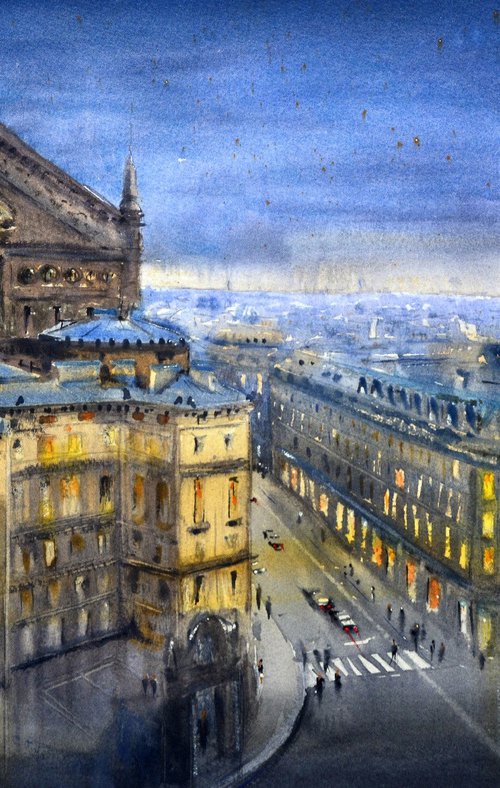 Paris opera house Paris France 53x35cm 2020 by Nenad Kojić watercolorist