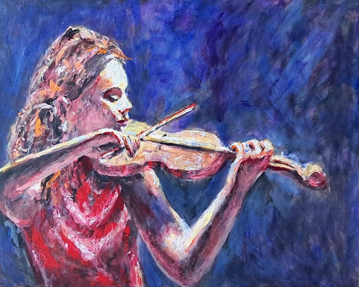  The Violin Player By Dimitris Voyiazoglou, 20 X 17, Artwork For Sale On Artfinder