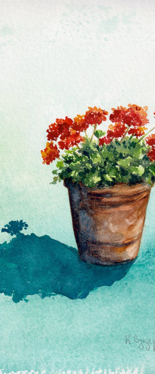 Geraniums by Krystyna Szczepanowski