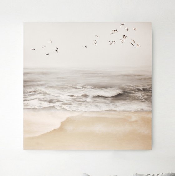 "Sea vibes" Beige sea oil landscape art