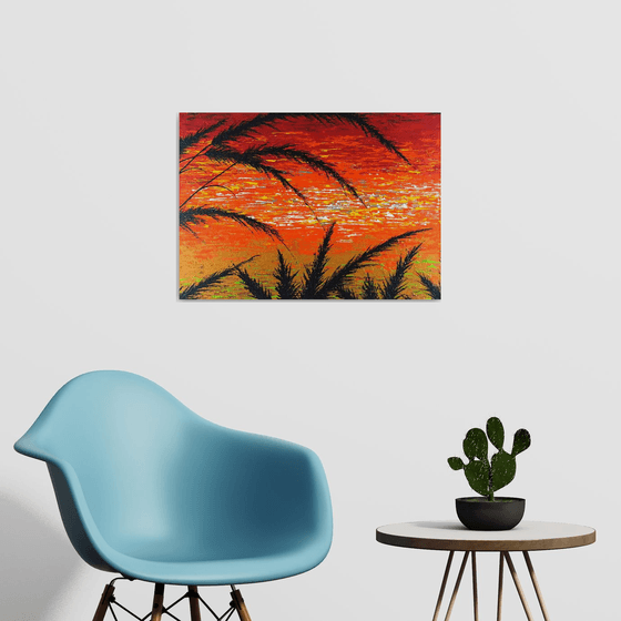 Red Sunset In The Grass