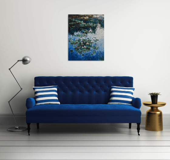 Water Lilies - Original Oil painting - FREE SHIPPING