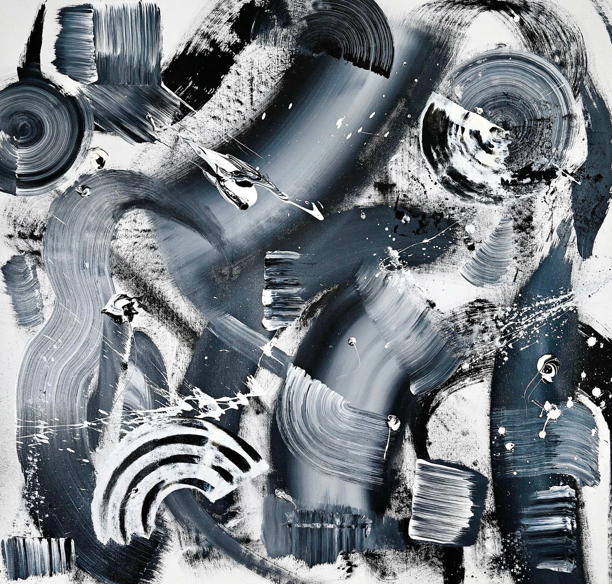 Abstract Acrylic Painting By Sumit Mehndiratta, 35 X 34", Monolanche, Original Artwork