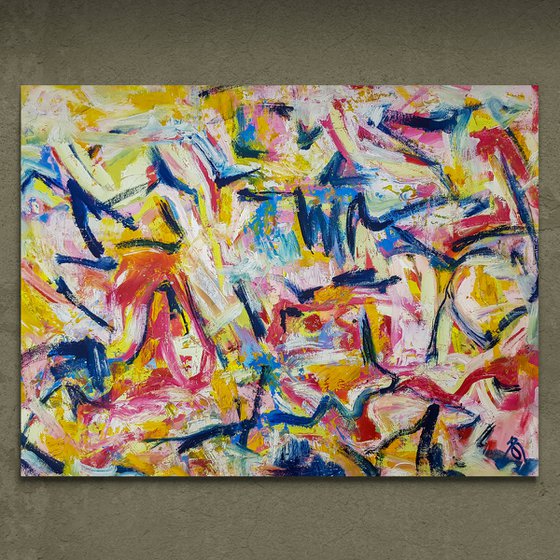 Klaro (XXXL) - (H)152x(W)198 cm. Style of Willem de Kooning by Retne