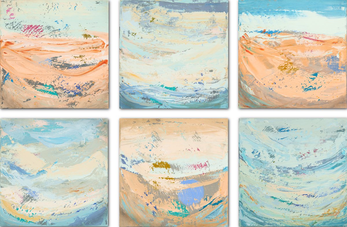 Abstract Landscape Acrylic Painting By Susana Sancho Beltran, 62 X 41", 6 Emotional Seascapes, Original Artwork