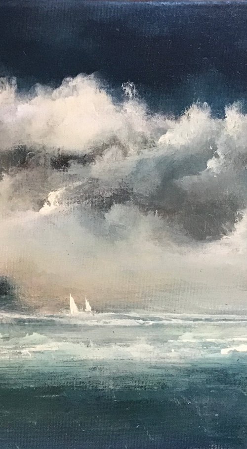 Yachts Approaching the Coast by Maxine Anne  Martin