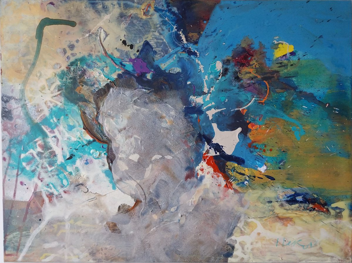 Abstract Acrylic Painting By Ivo Lekov, 31 X 24, The Warm Sea Of Dreams, Original Artwork