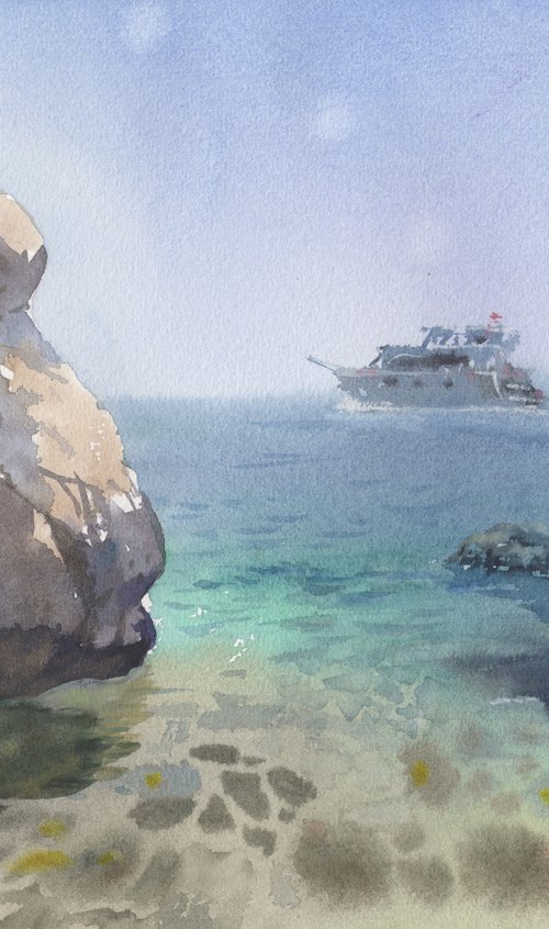 Seascape watercolor by Samira Yanushkova